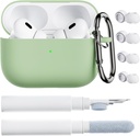 ORNARTO for AirPods Pro 2 Case, 与 AirPods Pro 1st/2th Generation, 软硅酮封面与清洁工具包, Eartips 保护器和 Keychain-Pistachio 兼容