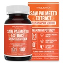 Saw Palmetto Extract – 10X Potency, 药品级优势 - + 南瓜种子油 - 支持前列腺健康, 解放尿液问题, 支持毛发生长, DHT 阻塞器 - 60 Softgels