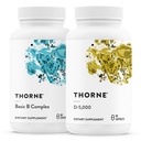 THORNE - Basic B Complex (60 Capsules) & Vitamin D-5000 (60 Capsules) Bundle - 支持细胞能源生产,脑健康与健康骨骼 - Gluten,乳品与无豆