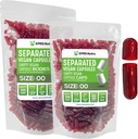 XPRS Nutra Vegan 大小 00 分离的顶盖 - 1000 个在袋中分离的 Premium 空顶盖 - 00 空顶盖 用于 DIY 补充填充(清红)