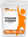 Bulk Assupports.com Gluconate Powder - 用于水分支持,矿物补充,99mg 钾 - 不含Gluten,每服务600mg,250g(8.8 oz)(包1)
