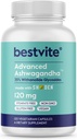 BESTVITE 高级 Ashwagandha 120 mg w/Shoden(120 蔬菜卡普尔斯) - 临床研究 包含工业 35% Withanolide Glycosides - 无 Stearates - Vegan - 非 GMO - Gluten Free