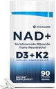 抗衰老能源 NAD 补充剂 — NMN 替代品,配有 Nicotinamide Riboside 1000mg, Trans-Resveratrol 300mg,维生素 D3 4000 IU和 K2 110 mcg MK7 — 蔬菜 60 Capsules, 1300mg
