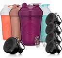 GOMOYO 适配包 - 4-Pack 摇摆瓶带Agitator + 5-Pack 蛋白质漏斗带武警,BPA-Free & Dishwasher安全