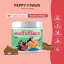 猫的多维特敏 – 90 Soft Chews → Omega 3, 沙门油, Glucosamine, MSM, Chondroitin, CoQ10, Probiotics, Vitamin B Complex & C → Skin, Joint, Heart, 豁免支持 → 非GMO