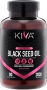 Kiva 黑种子油软胶胶- 冷皮(2000mg), 2%+ 高Thymoquinone(TQ), 100% 土耳其奈杰拉 Sativa 种子油, 90 Vegan 软胶