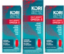 Kori Krill Oly Omega 3 补充材料,南极磷虾油与鱼类油,1 200mg软胶,30 Softgel, EPA & DHA (Pack of 3)
