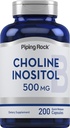 Pipping Rock Choline Inositol 补编 | 500 mg | 200 Capsules | Choline Bitartrate & Myo-Inositol | Non-GMO, Gluten Free
