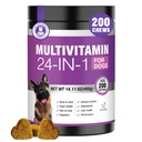 24-in-1 狗维生素和补充200Ct 狗多维特敏 化学式含有Chondroitin Probiotics Omega-3 Glucosamine 用于狗皮 皮科 心脏 联合 肝脏 脑眼 免疫支持 - 鸡