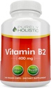 纯全素维生素B2 Riboflavin 400mg - 240 Vegan Capsules, 8个月供应量 - 高强度 B2维生素 - 非转基因和无胶质 - 支持能源生产和细胞健康