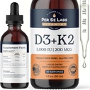维生素D3 K2液体投放 D35,000 IU + K2 MK-7 200mcg 最大吸收性免疫 支持儿童和成年人 | Vegan | Non-GMO | Gluten,乳品,无豆酒精 | 1 Oz