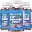 新AGE 8 in 1 Imune Astragalus Root,维生素C和锌50mg,维生素D 5000 IU,Quercetin & Bromelain (8 in 1 Gummys (Pack of 3)) 补充剂.