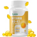 维生素D3 K2 配有MCT Oil,维生素D35000 IU和K2 100 mcg Softgel, Bone and Heart Health Support Suppose, Gluten Free - 90 Count Softgels