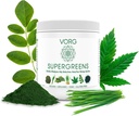 VORG 超级绿色 - 1 绿色超级食品粉末加氯、巴利草、莫林加、凯尔普、螺旋藻、小麦草 - 100%有机 - 配方、纤维和酶(1周供应)