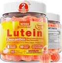 2 Pack Lutein 和 Zeaxanthin 补充 Gummys (25mg) 维生素A, C, E, Bilberry, Astaxanthin - 椰油促进更好的吸收 - 成人和青少年视觉,眼睛,大脑,皮肤 - Vegan,无糖