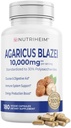 Agaricus Blazei 有机蘑菇提取剂,用于Imune和能源支持 -- -- 30% Polysaccharides & 180 Veggie Capsules -- -- 非GMO、Gluten-Free、Vegan-Friendly补充