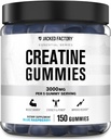 Jacked Factory Creatine Monohydrate Gummys(3g) - Creatine for Muscle growth, 强力,增强能量,以及改善运动性能 - 150 Gummys, Blue Raspberry