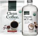 自然力量 有机清洁咖啡 + 有机MCT Oil Bundle – 100%纯椰子 MCTs & Mold & Mycotoxin 免费咖啡 – 非GMO, Keto, Paleo,和 Vegan – 12 Oz Bag 和 32 Oz Glass Bottle