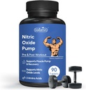 Nitric Oxide 补充男性工作前补充 肌肉生长 亚基宁 Glutamine & Ornithine - 90 Vegan,非GMO药丸支持男性健康