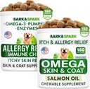 过敏性减肥+Omega 3用于狗肉包 - 抗痒皮肤和皮肤过敏 - Omega 3鱼类油 + EPA & DHA Fatty Acid - Titching & Paw Licking + 联合健康 - 360 Chews - 在美国制造