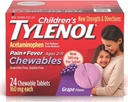 Tylenool 儿童疼痛 + Fever Chewables 片式160毫克,葡萄火焰24 ea(3包)