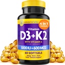 创新实验室维生素D3 K2-5000 IU 维生素D3+600 mcg 维生素K2 MK4和MK7 用于最大钙吸收,支持骨骼,免疫,心脏健康,第3党测试,Gluten Free,60软胶