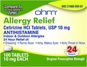 Ohm Cetirizine 10 mg 片 - 全天过敏救济 - 100 计 - Hay Fever, Pollen, Dry 痒眼 - 全天过敏救济