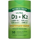 大自然的真理维生素 K2 MK7 复合体 | 100 mcg | 50 Softgels | | | D3 | Non-GMO & Gluten 免费补充