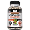 Kaya Naturals Ashwagandha Root with Black Pepper QQ 最大强度 1300mg 适应原体补充,支持肾上腺素,Glandular Health, Mood Relief, Focus, Energy and Virtuality for Men and Women