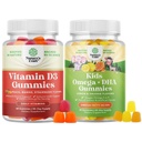 每日健康用维生素D3胶囊装配2000IU/服务骨骼和免疫支持及儿童 DHA Omega 3 Gummy-肥酸 Omega 3 6 9 脑,免疫强力和视觉