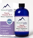 HoneyCombs Vitamin B3 Niacin 补充液滴 - 高发性维生素 B3 男女液滴 - 维护消化系统,皮肤,舌头,能量和更多 - Vegan Niacin 滴(8 Fl oz)