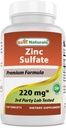 最佳天然锌硫酸盐 220毫克 120毫克 - 第三方实验室测试 - 在美国制造 - Gluten Free & N-GMO