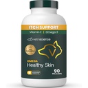 维特里科学 Omega 健康皮囊, Omega 3.6.9 狗和猫的鱼油补充品,皮肤健康,煤炭生长,减少 Shedding,每卡普尔750毫克以上的Omega脂肪酸,Gel Caps,90个计数