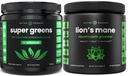 NutraChamps 超级绿色无味 & 狮子的曼绒粉. 绿色和适应源套装