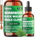 Satoomi 7in1 Wormwood Liquid Drops with Black Walnut, Father Cloves, Berberine, Milk Thetle, Bitter Melon and Turmeric - 60 ml for 60 days (英语) (英语).