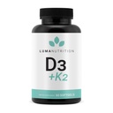 露马营养 D3 + K2 维生素 10000 IU - 骨与心健康补充 - 最大强度免疫支持和钙吸收 - 60 Softgels