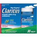 Claritin 24 HR Non Drowsy过敏医学,Loratadine 抗组织胺药片,30 Ct