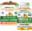 高级狗过敏症 + Omega 3 Bundle - Itch Relief - Probiotics w/Fish Omega 3 + EPA&DHA 脂肪酸 - 皮肤过敏症 + 联合健康 - 120 Chews + 180 软胶 - 培根 + 鱼类火焰 - 在美国制造