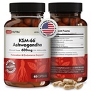 Daily Nutra KSM-66 Ashwagandha 600mg 有机根提取法 - 5% Withanolides 的高潜力补充剂 – 缓解疲劳、支持放松、聚焦、能源、肌肉生长(60卡普尔)