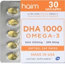 HAIM DHA 1000 Omega-3 鱼油 - 纯度90%,含1000mg DHA,50mg DPA - 大脑,眼睛和心脏支持的高概率鱼油补充剂 - 促进整体健康与焦点 - 1盒,60软胶