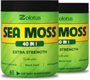 Zolotus (2 Packs 60 Capsules Sea Moss Supplement 40 in 1), 配有 Turmeric Curcumin, Ashwagandha Root, 乳腺系统的Bladderwrack, 身体平衡和心脏健康