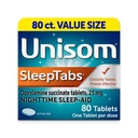 Unisom SleepTabs, 夜间睡眠援助, 多西尔胺苏奇纳特, 80平板