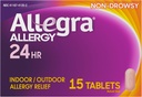 Allegra成人24HR 非Drowsy Antihistamine, 15张平板药,快速过敏症状缓解,180毫克