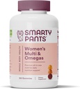 SmartyPants Women's Multivitamin Gummys: Omega 3 Fish Oil (EPA/DHA), Methylfolate, CoQ10, 维生素D3, C, 维生素B12, B6, A, K & Zinc, Inositol, Gluten Free, 120 Count (20天供应)