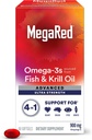 MegaRed Advance 4in1 900mg, 120 软胶 价值包装(2瓶×每瓶60) - 集中Omega-3鱼和磷虾油补充品