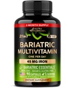 Bariaric 多维特敏 - 45 mg 铁补充剂 - 在美国制造 - 供女性和男性使用 - 全一,21 基本维生素 - 胃袖支持 - 无糖,胶豆 - 90 Capsules, Once Daily