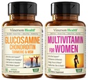 Glucosamine Chondroitin Turmeric + 女性的多维他命 2-Bottle 补充药盒, 健康免疫反应, 联合支持, 抗氧化剂属性