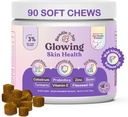 Bundle x Joy Glowwing 皮肤和煤炭补充品, 90 软壳, 配有 Colostrum 的狗的亲生药物, Omega 3 Fatty Acids, Salmon Oil, 和 Turmeric, 支持季节性过敏症和症结