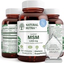 Natural Nutra OptiMSM, MSM 与硫磺的辅料, 防止细毛, 增加联合弹性和骨质健康, 心肌健康, 帮助支持流体平衡, 1 000 mg, (120) Vegan 片