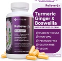 Relieve-fxTM Boswellia Turmeric and Ginger Supplement,压力救济,心脏,消化,肌肉硬化,联合,炎症健康,维生素B6 P5P,Boswellic酸,Curcumin with Black Pepper - 90cmt